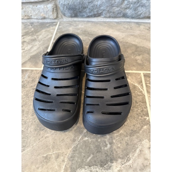 Nautica Mens Shoes Size 10 Black Slip On Comfort Water Sandals Outdoor - Picture 6 of 8